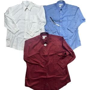 Joseph & Feiss Mens Set of 3 Dress Shirts 18 32/33 Blue Maroon White Corp core
